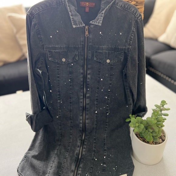 7 For All Man Kind Zipper Front Denim Girls Dress L (10/12) - Picture 1 of 8